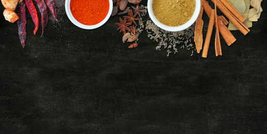 Tulsi Spices on Black Background